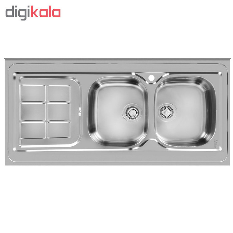 سینک ظرفشویی استیل روکار دو لگنه اخوان مدل 148