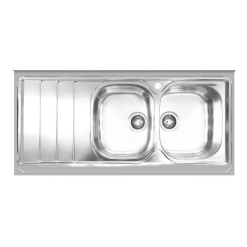 سینک ظرفشویی استیل روکار دو لگنه اخوان مدل NEW 148-A
