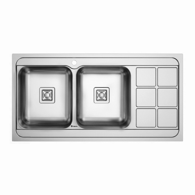 سینک ظرفشویی استیل توکار دو لگنه مدل TF9102