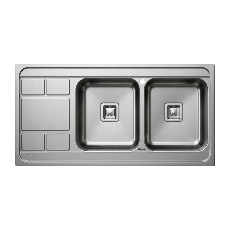 سینک ظرفشویی استیل روکار دو لگنه تابان مدل TF9201