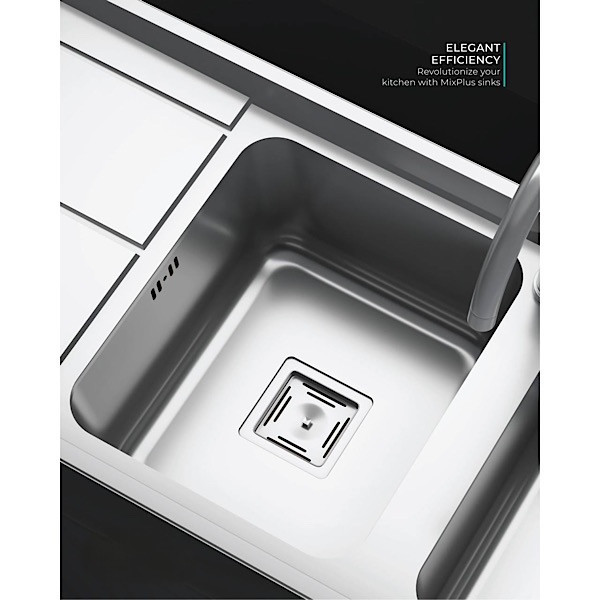 سینک ظرفشویی استیل توکار دو لگنه میکس پلاس مدل 8092-S45