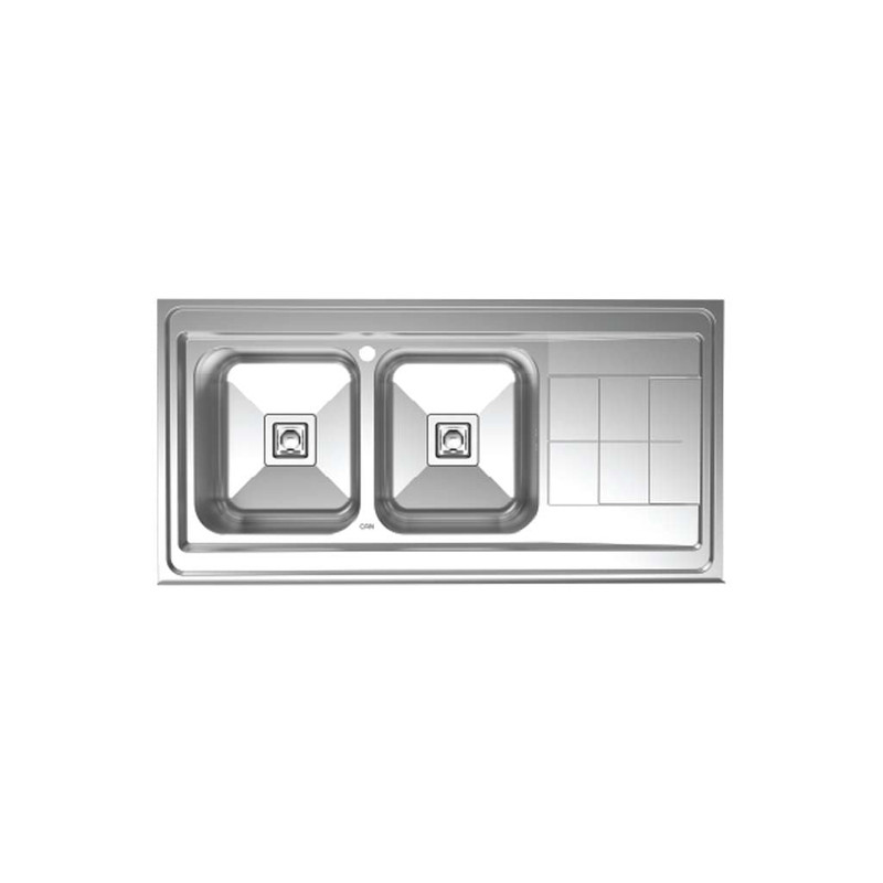 سینک ظرفشویی استیل روکار دو لگنه کن مدل 9152s-R