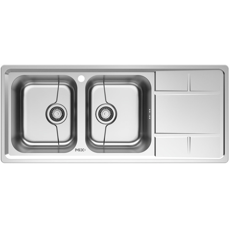 سینک ظرفشویی استیل توکار دو لگنه میکس پلاس مدل 8052-P